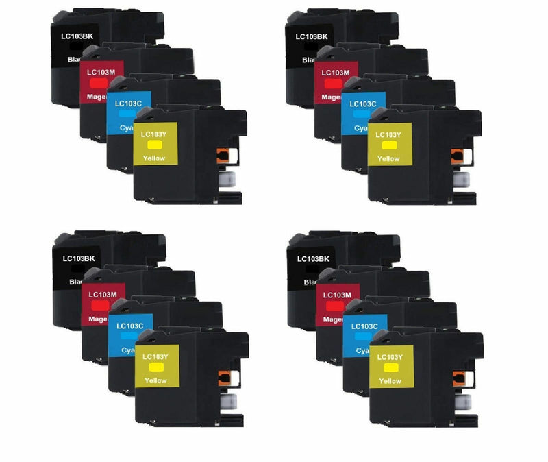 16 pk LC-103 LC-101 BCYM Ink Fits Brother LC103 LC101 MFC-J470DW MFC-J475DW