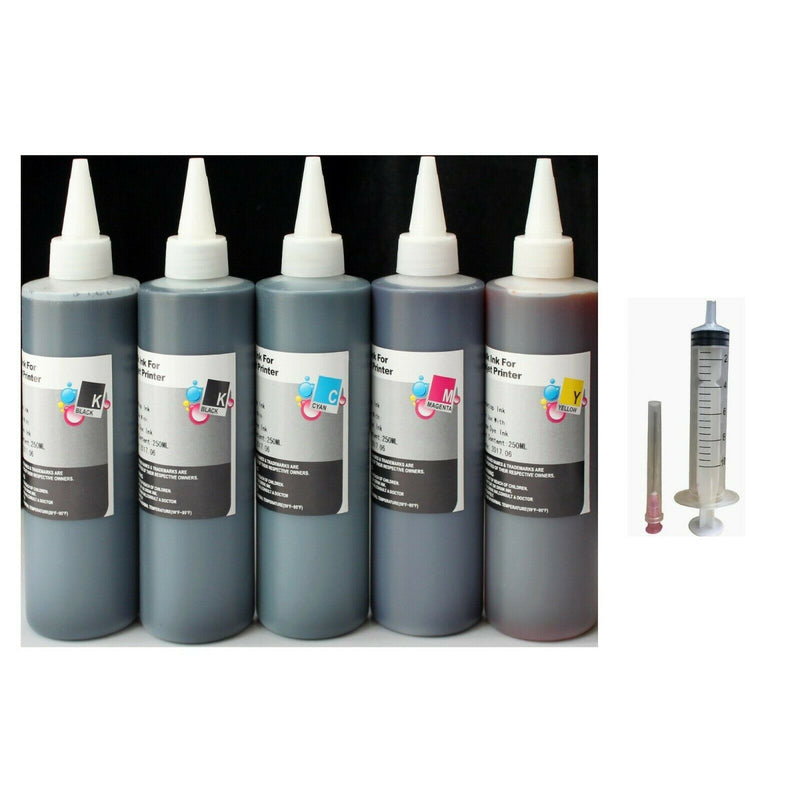 5x250ml refill pigment ink for HP 970 971 970XL 971 XL X476DW X551DW X576DW