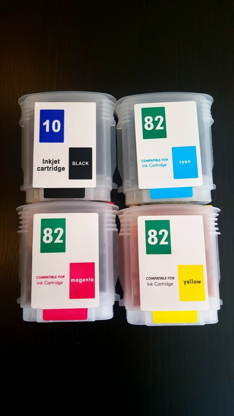 Refillable ink cartridge 82/10 for HP Designjet 100 500ps 800 120ps +4x100ml ink