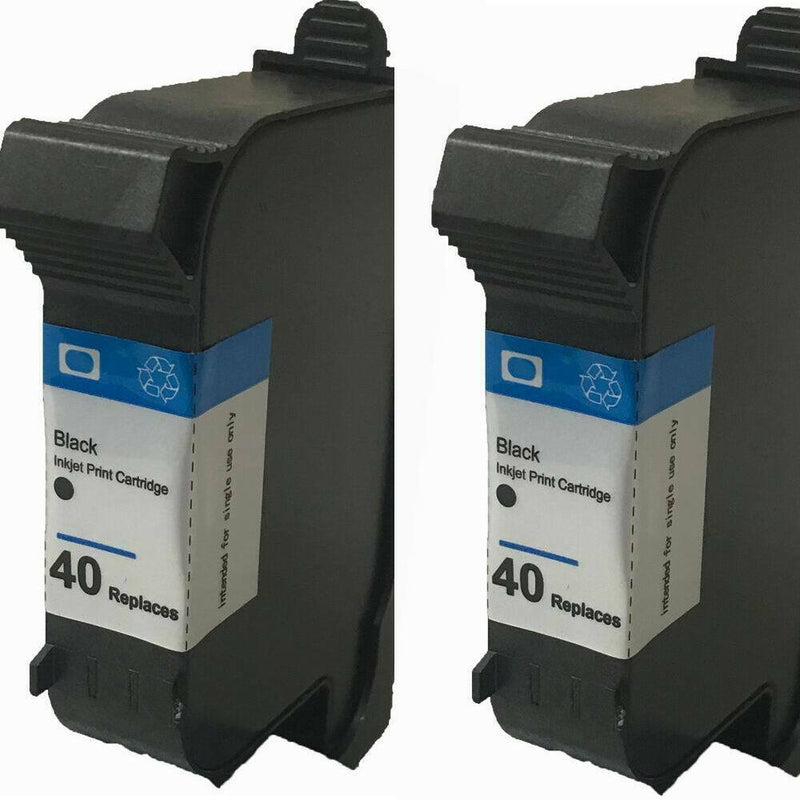 2 Reman HP 40 Black Ink Cartridge For 1200 430 450c 455ca 488c HP 51640A