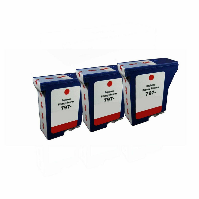 3PK 797-M Red Ink Cartridge Pitney Bowes MailStation K7M0 K7M0 mail