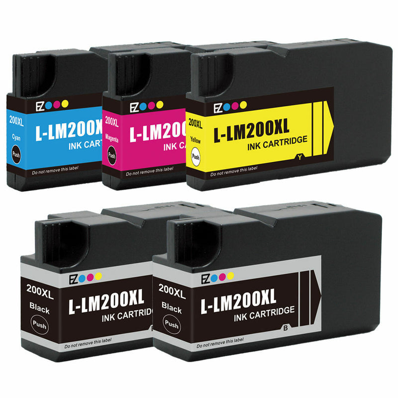 5 Pack 200 XL High Yield Ink Cartridge for Lexmark Pro 4000 5500 5500T Printers