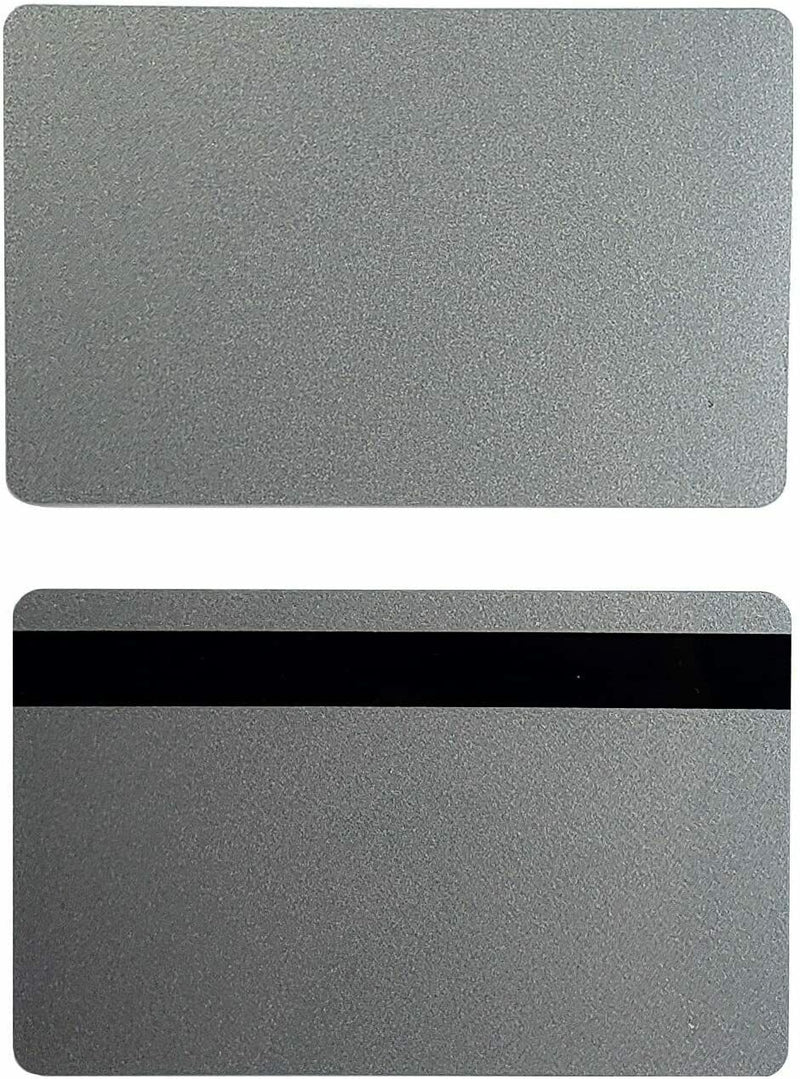 Silver PVC 3 Track HiCo Mag Cards, CR80 .30 mil, Magnetic Stripe - Pack of 50