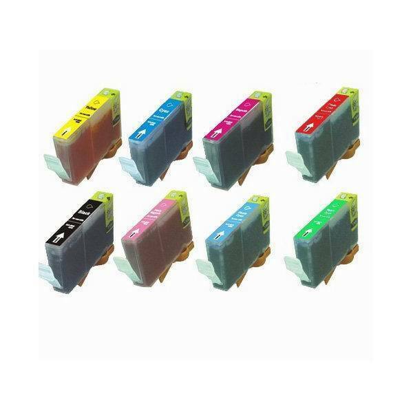 8 Comp (B C M Y PC PM R G) Ink Cartridges for CLI-8 Canon Pixma Pro9000 Mark II