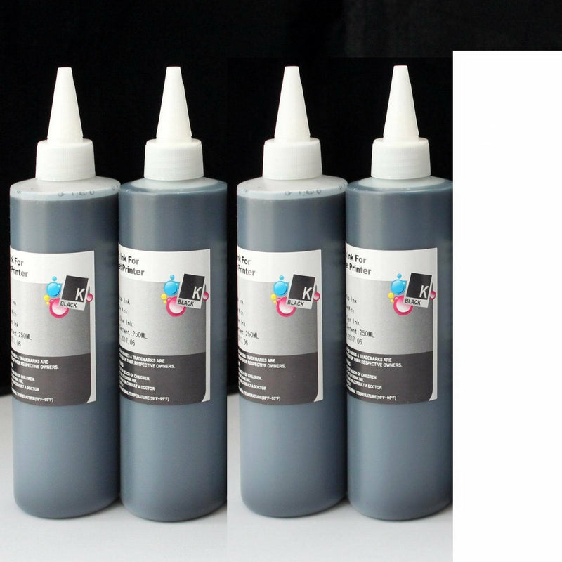 4 Bulk refill ink for HP inkjet printer 4 colors 4x250ml Black