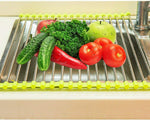 Green Roll Up Kitchen Stainless Steel Folding Drain Rack Food Drying Mat Drainer