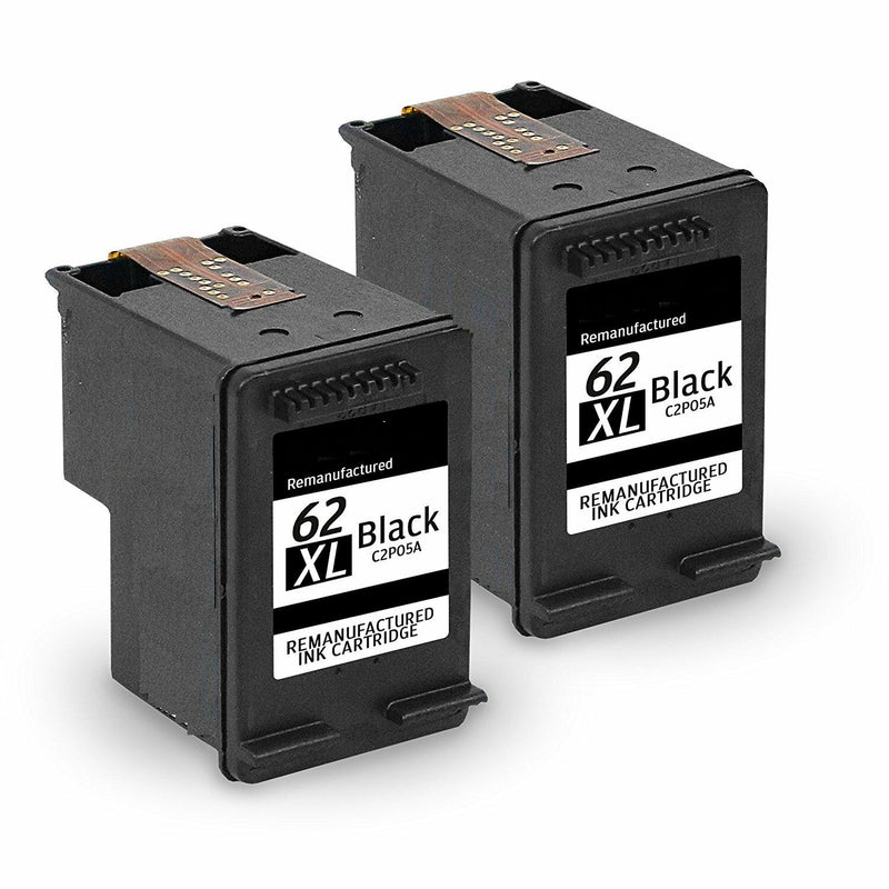 2 Pack Compatible For HP 62XL BLACK Ink Cartridges for OfficeJet 5740 8040 8045