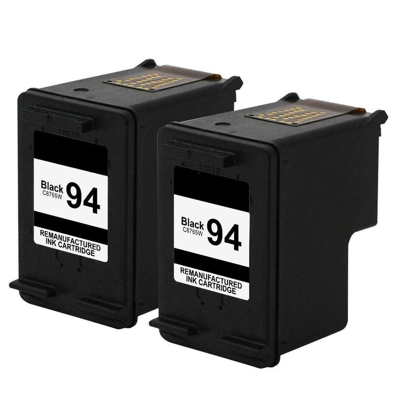 2pk Compatible for hp 94 C8765WN Black Ink Deskjet 460 6520 6540 6620 6830