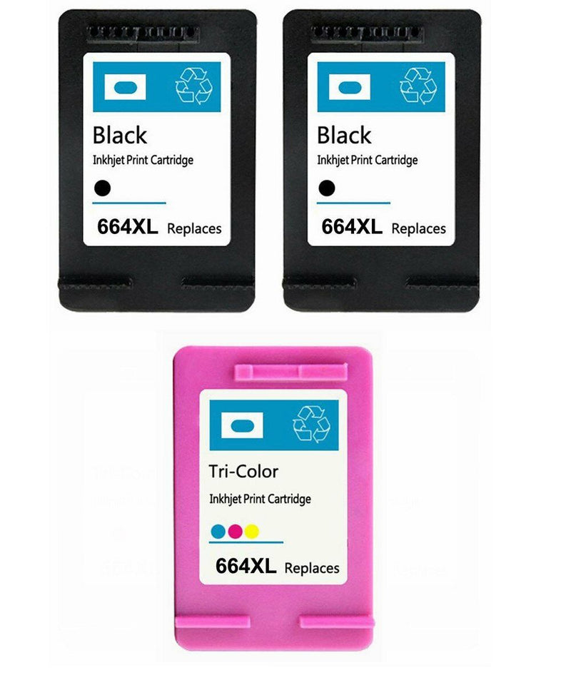 3PK Compatible for HP 664XL Black Color Ink Cartridge Show Ink Deskjet 2136 4676