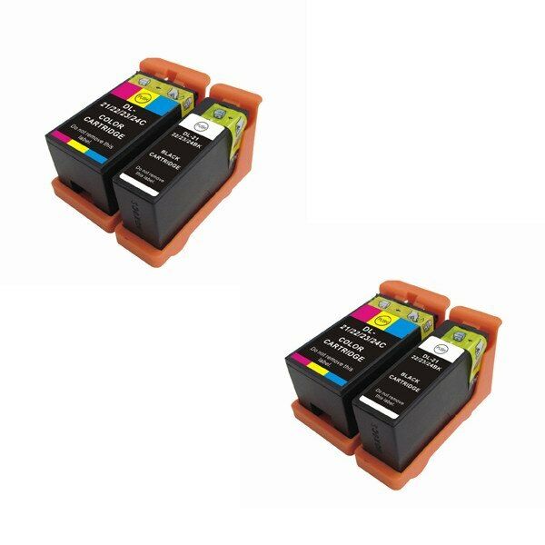 4pk Series 21/22/23 Ink Cartridges Black/Color for Dell V515w V313w V313 Printer