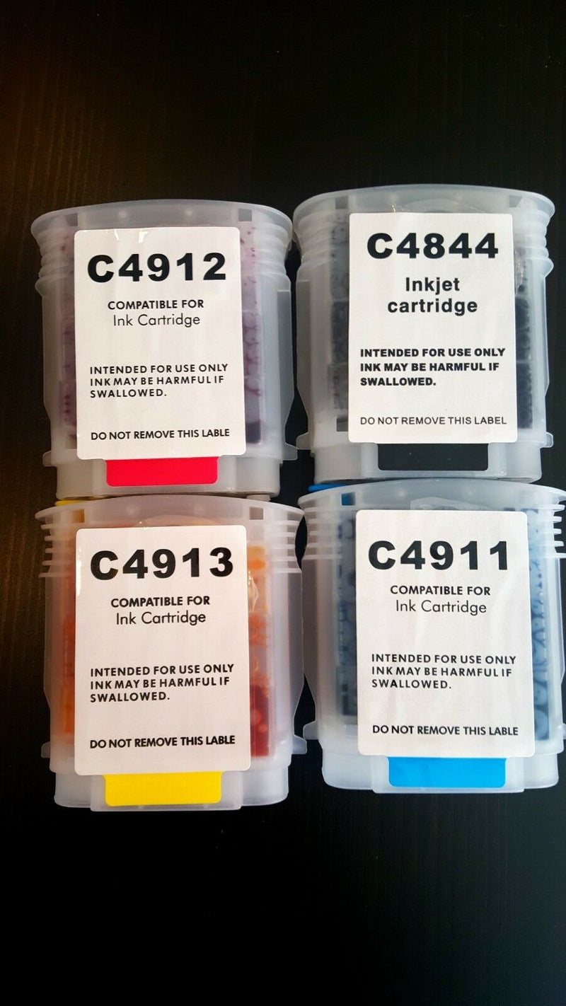 4 Refillable INK C4844A C4911A C4912A C4913A #10 #82 HP Designjet 100 500ps+400m