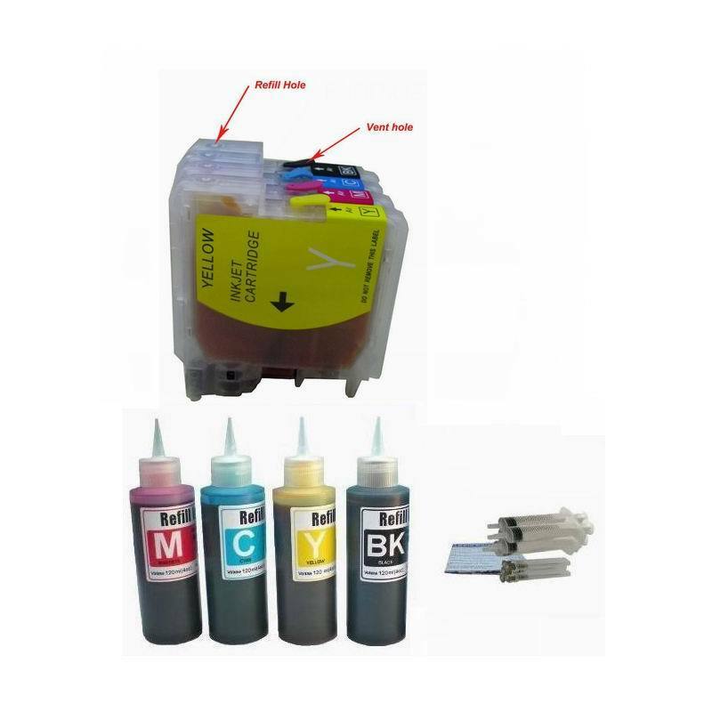 4 NON-OEM Refillable ink Cartridge for Brother LC51 MFC-230C MFC-240C MFC-3360C