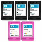 5 pk Reman For HP 662XL Black & Color Ink Cartridges Deskjet 1015 1515 2515 2545