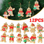 Gingerbread Man Ornaments Christmas Tree Hanging Pendant Xmas Decoration -12pcs