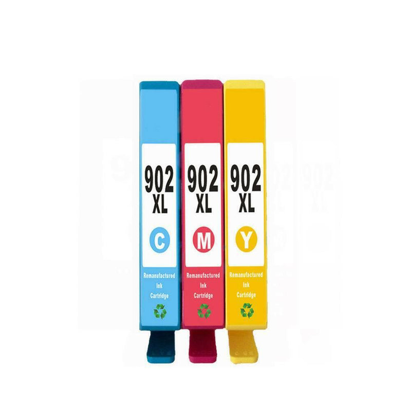 3 Pack 902XL CMY INK FOR HP OFFICE JET PRO 6968 6978 6960 New Chip Show Ink