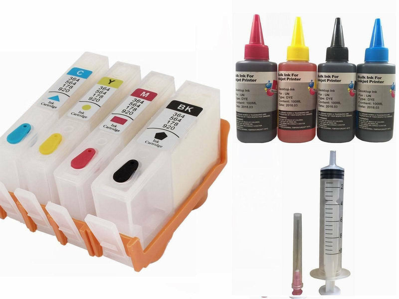Empty Refillable ink Cartridge kit for HP 564 564XL DeskJet 3520 3521 3522 4x100