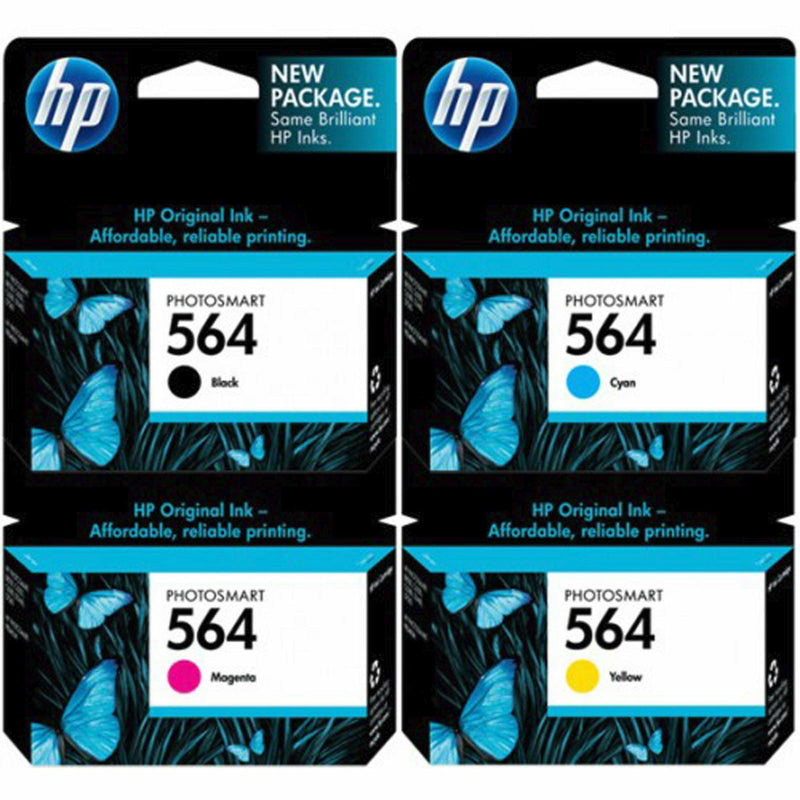 4 OEM HP 564 Color Set Black C M Y Ink Cartridges For Photosmart C309A