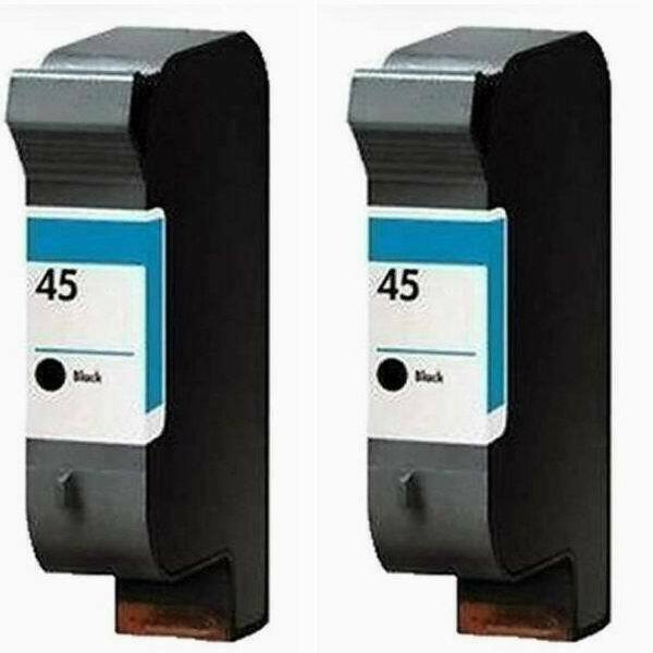 2 P Black HP 45 Ink Cartridge OfficeJet G55 G85 G95 K60 K80 R40 R60 R80 T45 T46