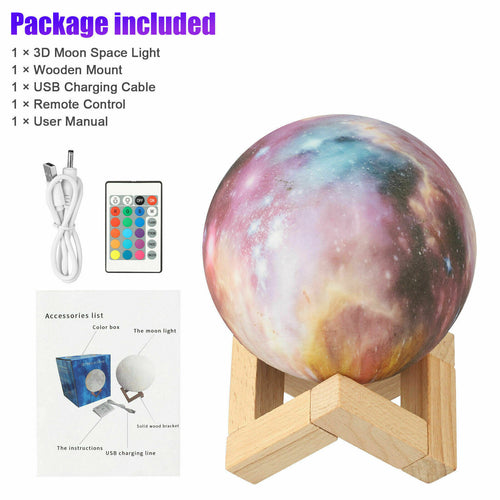 3D Printing Moon Lamp USB LED Night Light Moonlight Touch Color Changing Remote