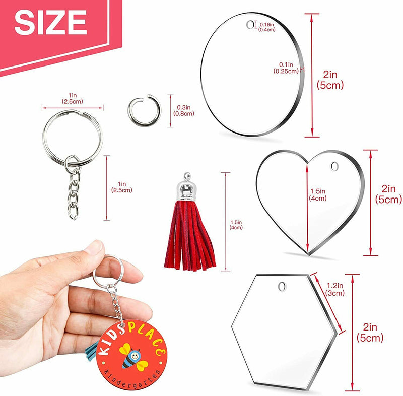 Acrylic Ornament Keychain Blank Clear Keychains Tassels Vinyl Crafting 30 PCS