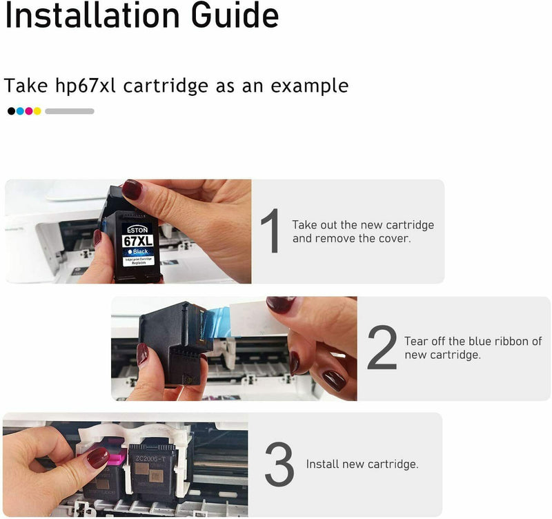 Remanufactured for HP 67XL Black & Tri-Color Ink Cartridges HP Envy Photo 6052