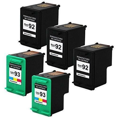 5 PK Compatible for HP 92 93 Ink Photosmart C3150 C3140 3125 3175 3173