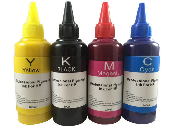 4 Pigment refill ink for HP inkjet printer 4 colors 4x100ml