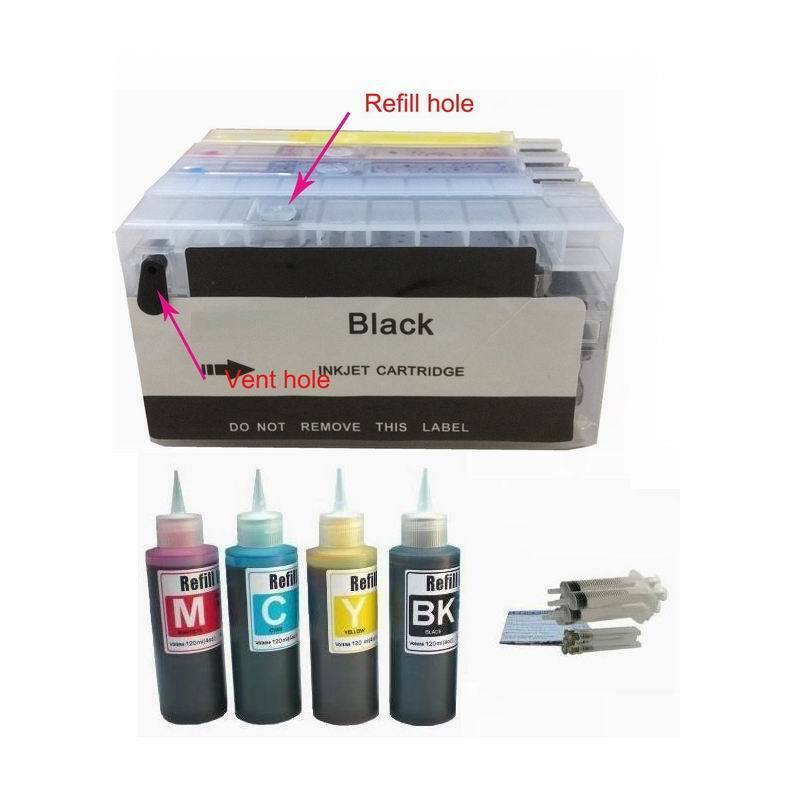 Empty Refillable cartridge for HP 711 Designjet T120 plus 4x100ml ink