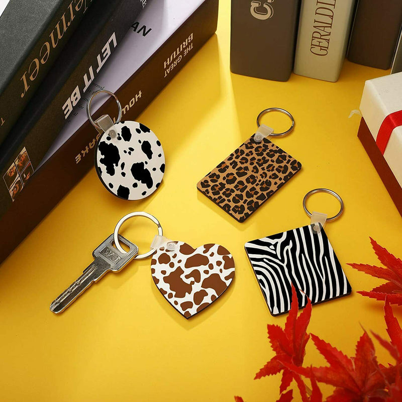 DIY MDF Sublimation Keychain Blank 36Pcs Heat Transfer with with Key Ring 36Pcs