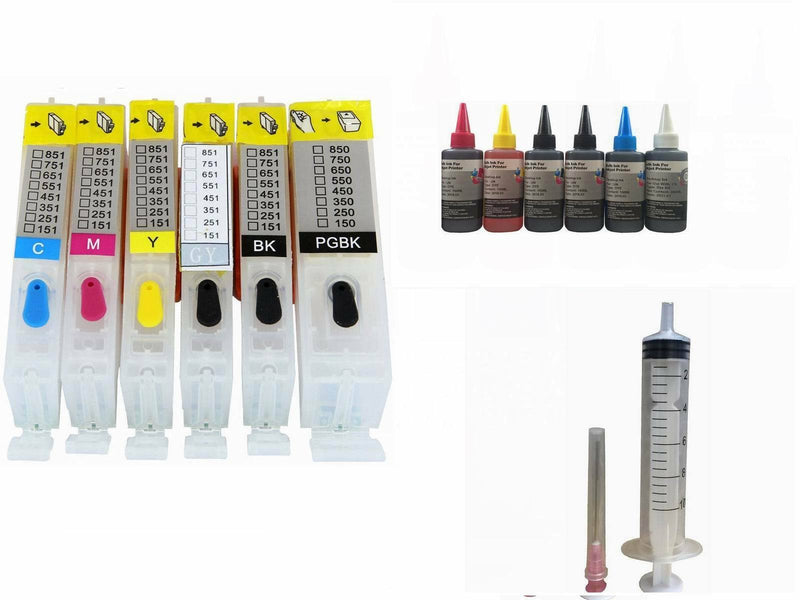 6 EMPTY Refillable ink kit cartridge for canon MG6320 MG7120 PGI-250 CLI-251 ARC