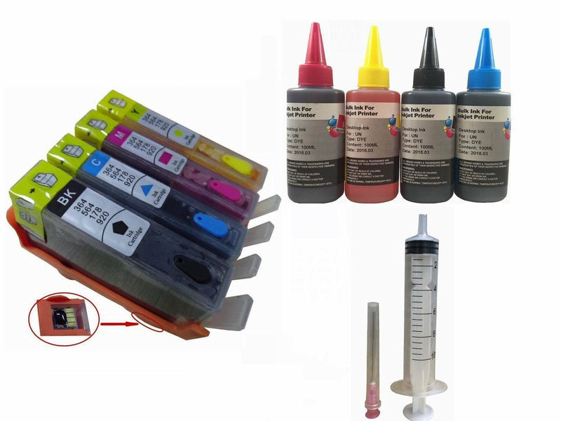 4 Comp Refillable ink cartridge HP 920xl OfficeJet 7000 7500 4x100ml ink bottles