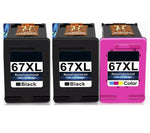 3pk Reman 67XL Black/Tricolor Ink Cartridge for HP 67 XL DeskJet 2732 2755 2752