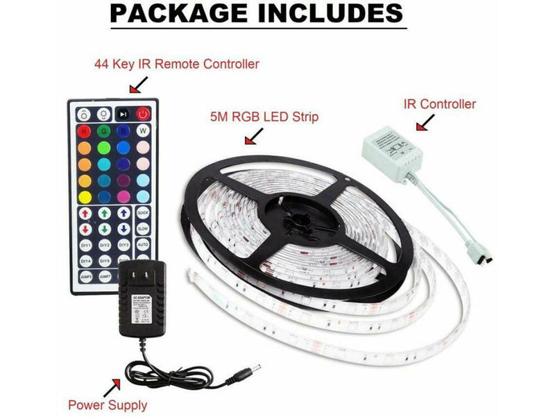 16.4ft 300LED Flexible SMD Strip Light RGB Remote Fairy Lights Room TV Party Bar