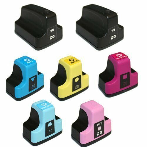 7 Ink Cartridges Comp HP 02 XL for PhotoSmart C7180 D7460 D7160 02XL