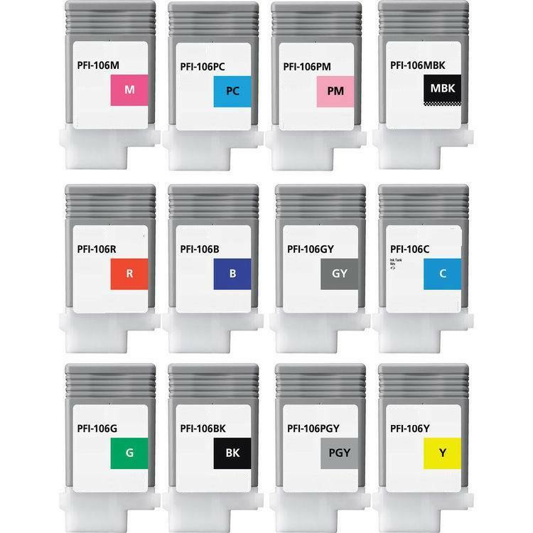 6 Canon ipf 6300 ipf 6400 ipf 6450 PFI-106 PFI-105 Ink cartridges NON-OEM