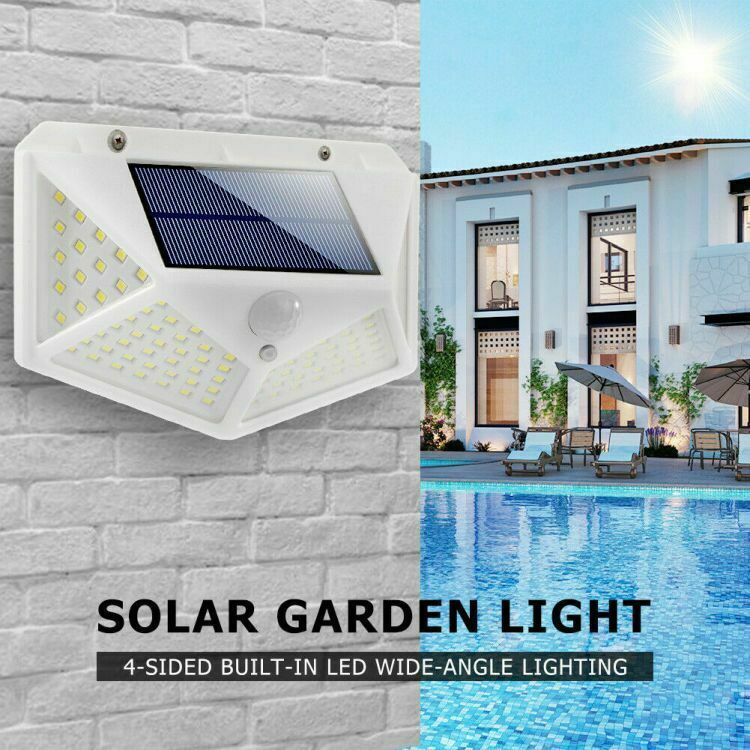 2x LED Solar PIR Motion Sensor White Light Outdoor Security Garden Waterproof