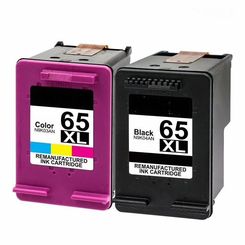 2pk Ink Cartridges Compatible for HP 65XL fits Deskjet 2622 2652 2655 3722 5055