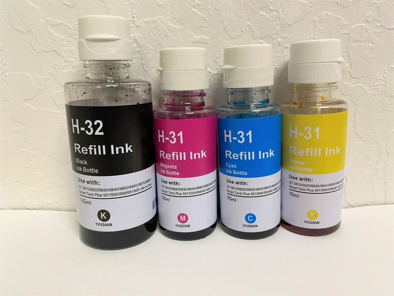 4 Color set Premium Refill Ink H-31 H-32 for HP DeskJet GT 5810 5820 5840 5860