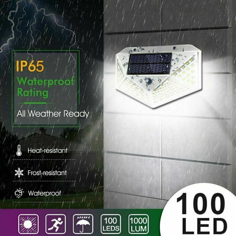 4x LED Solar PIR Motion Sensor White Light Outdoor Security Garden Waterproof