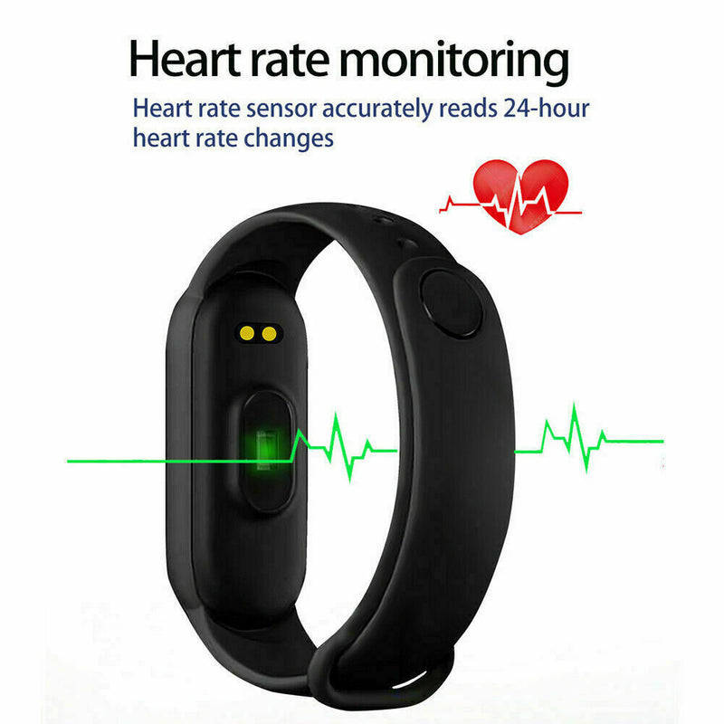 M5 Smart Watch Band Heart Rate Blood Pressure Monitor Tracker Fitness - Black