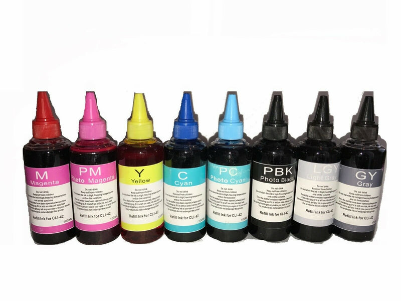 8X100ML dye refillable ink kit cartridges for canon pro 100 CLI-42