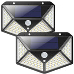 2x Black LED Solar PIR Motion Sensor Light Outdoor Security Garden Waterproof