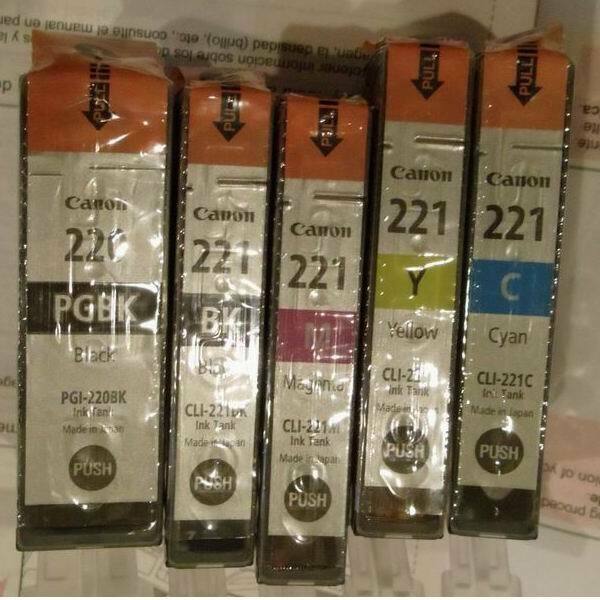 Genuine Canon PGI-220BK Black and CLI-221 Ink Cartridges - 5 Packs