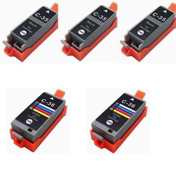 5 Pack Replacement Ink for Canon PGI-35 CLI-36 PIXMA ip100 mini260