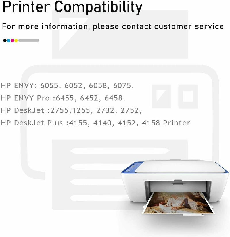 Remanufactured for HP 67XL Black & Tri-Color Ink Cartridges HP Envy Photo 6052