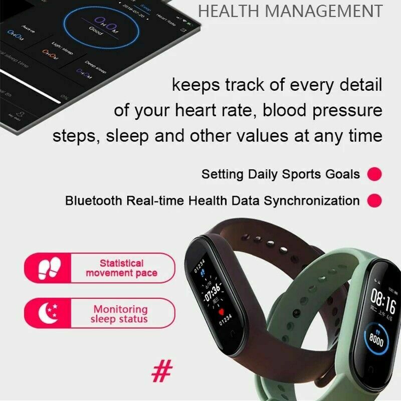 NEW Smart Band Watch Bracelet Wristband Fitness Blood Pressure Heart Rate M5