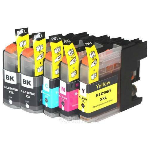 5 PK For Brother LC107 BK LC105 XXL Ink Cartridge MFC-J4710DW MFC-J4610DW J4410