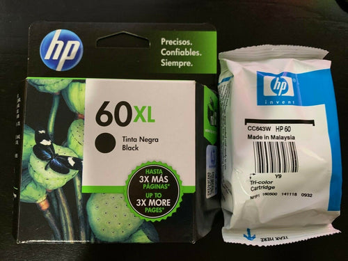 HP 60XL Back 60 Tri Color Combo PACK INK Cartridge N9H59FN #3586