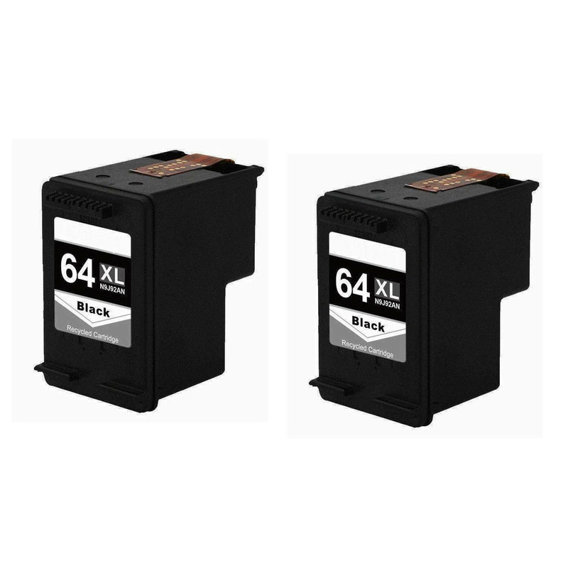 2 PK Compatible For HP 64XL (N9J92AN) Black Ink for ENVY 7830 7855 7858 7864