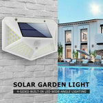 4x Black LED Solar PIR Motion Sensor Light Outdoor Security Garden Waterproof